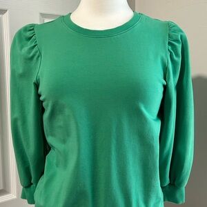 Elegant Green Puff Sleeve Women's Sweatshirt